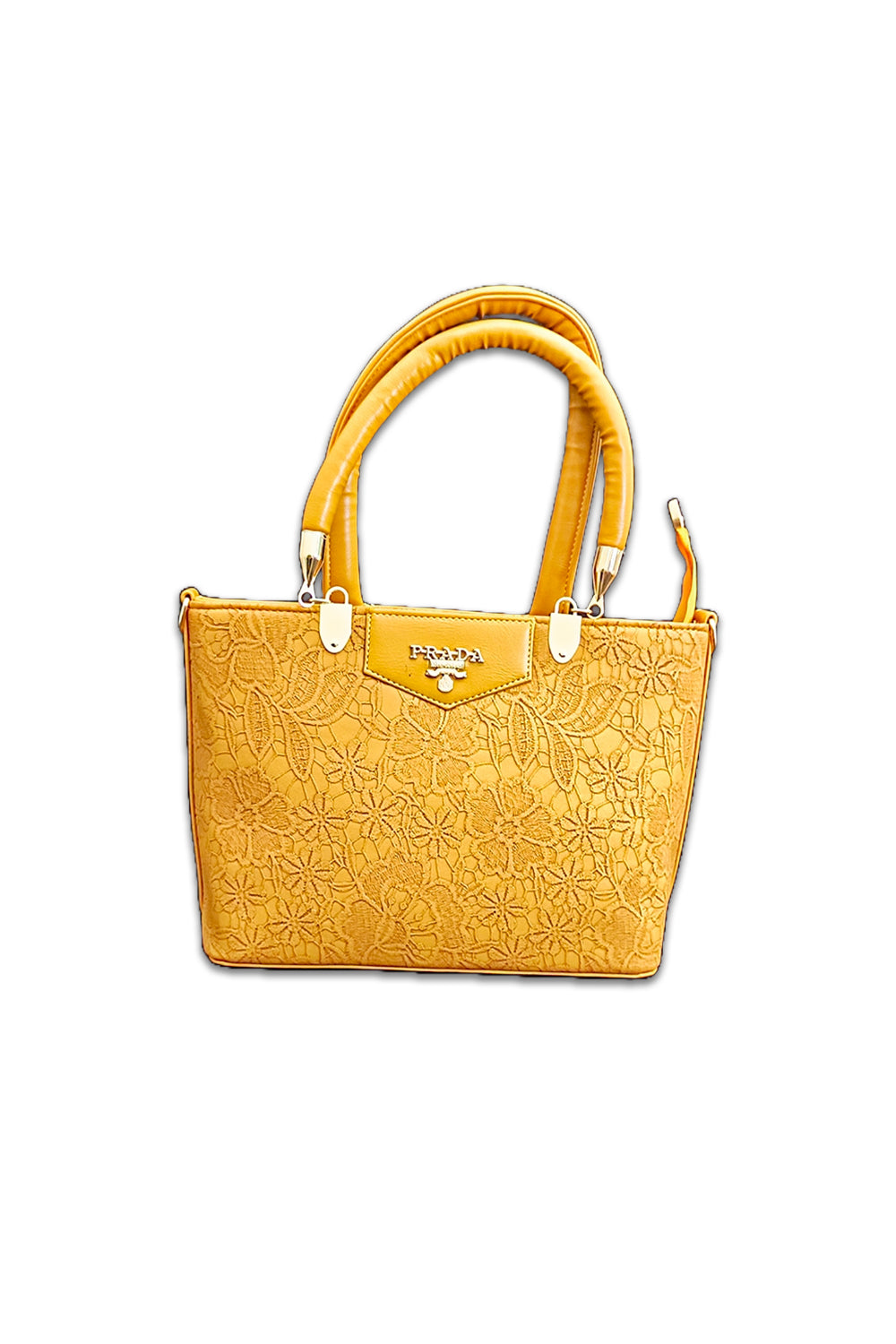 Mustard Yellow Floral Handbag – Chic & Spacious Tote