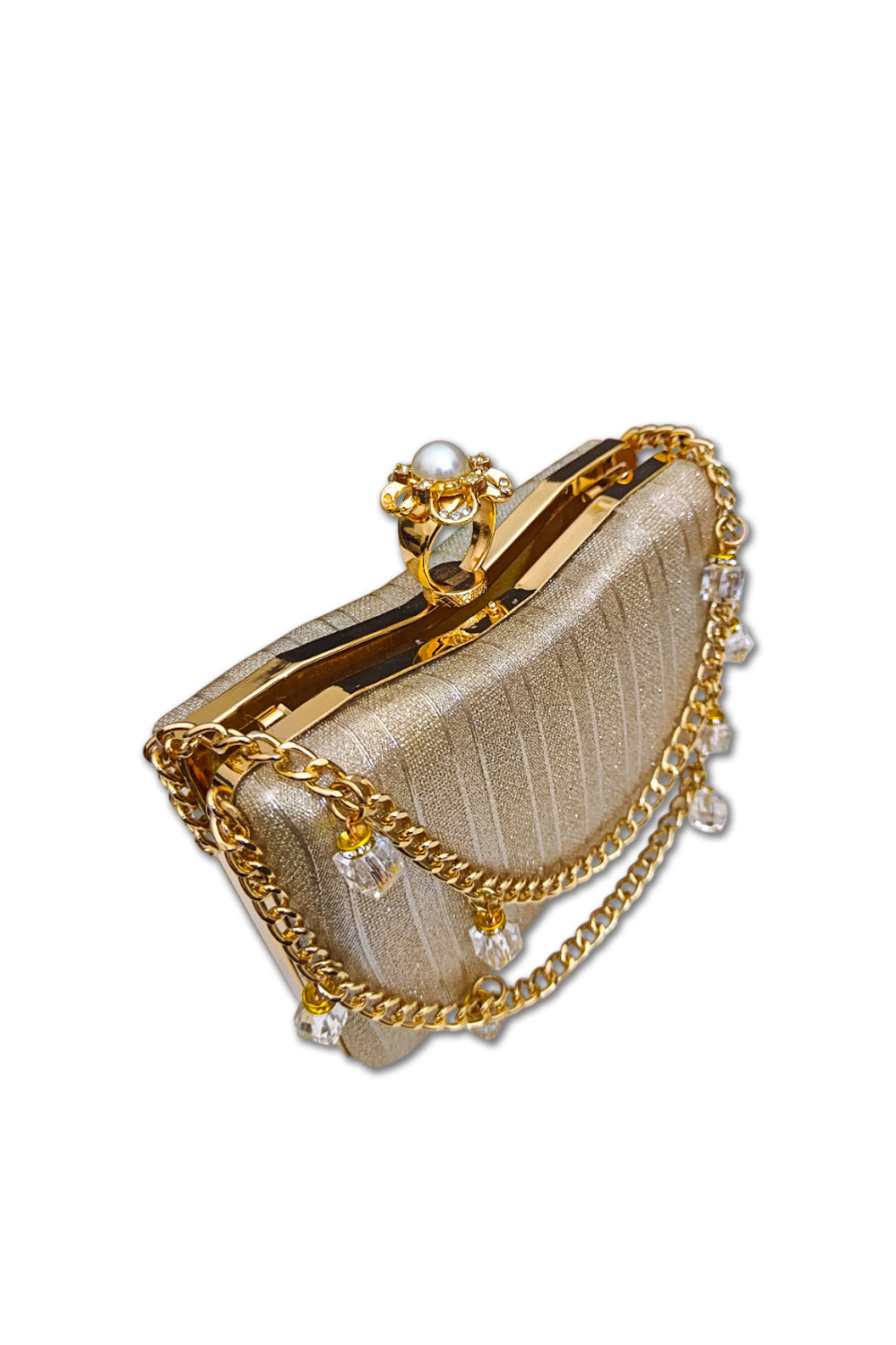 Luxury Gold Crystal Evening Clutch Bag