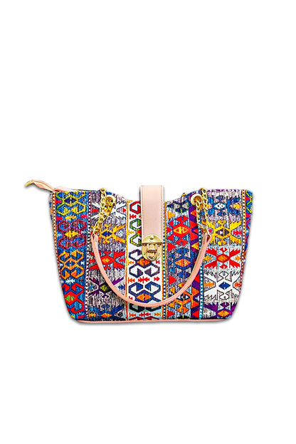 Boho Chic Geometric Tote Bag – Vibrant & Stylish