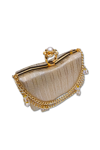 Luxury Gold Crystal Evening Clutch Bag